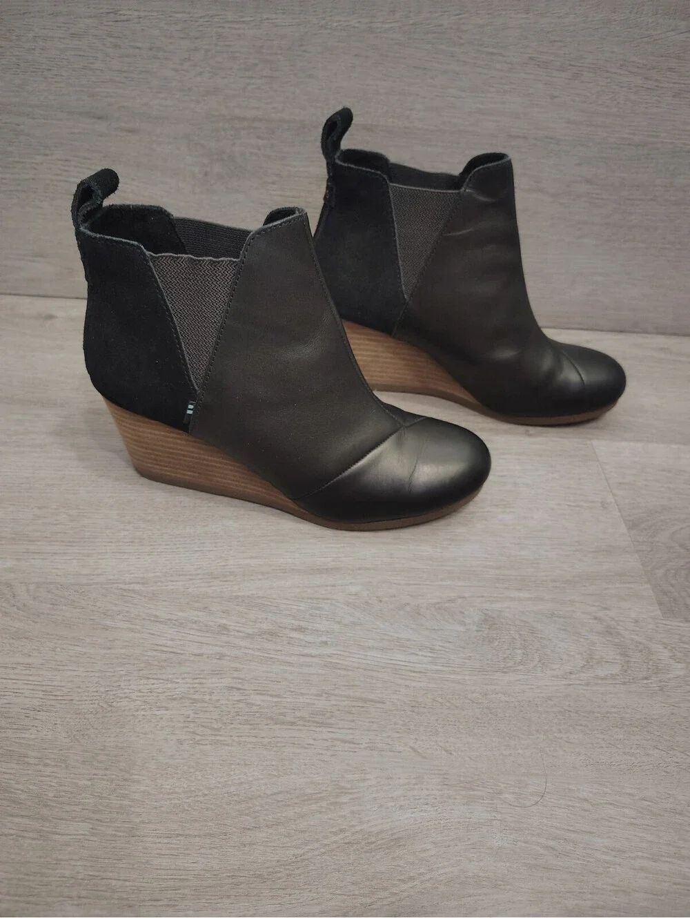 TOMS wedge booties. Black. Size 7.5